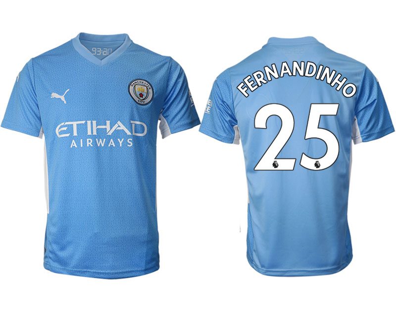 Men 2021-2022 Club Manchester city home aaa version blue #25 Soccer Jersey